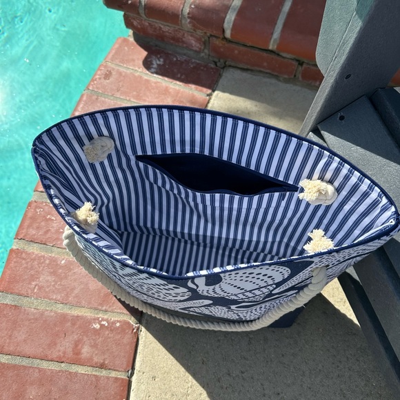 Nautical Blue and White Tote Bag w/travel strap - Picture 5 of 6